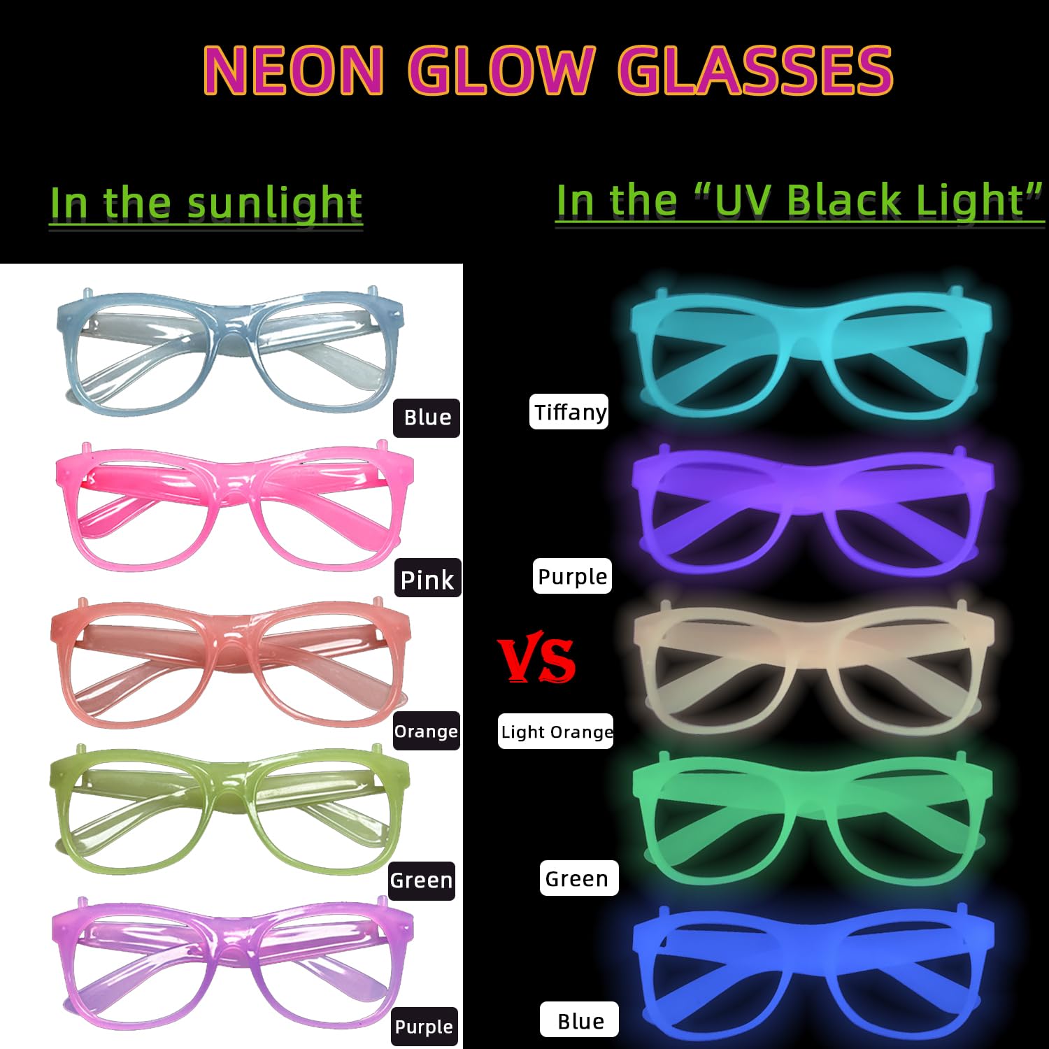 2/24 pezzi di occhiali al neon - Glow In The Dark Party Glasses recensione e prezzo